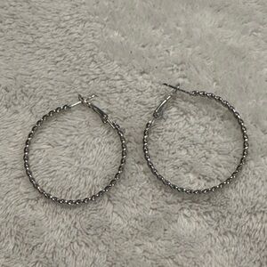 Large Twisted Hoop Earrings | Silver Alloy Snap